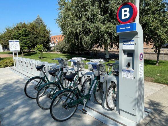 Peace Park Bike Station (photo courtesy BPRD)